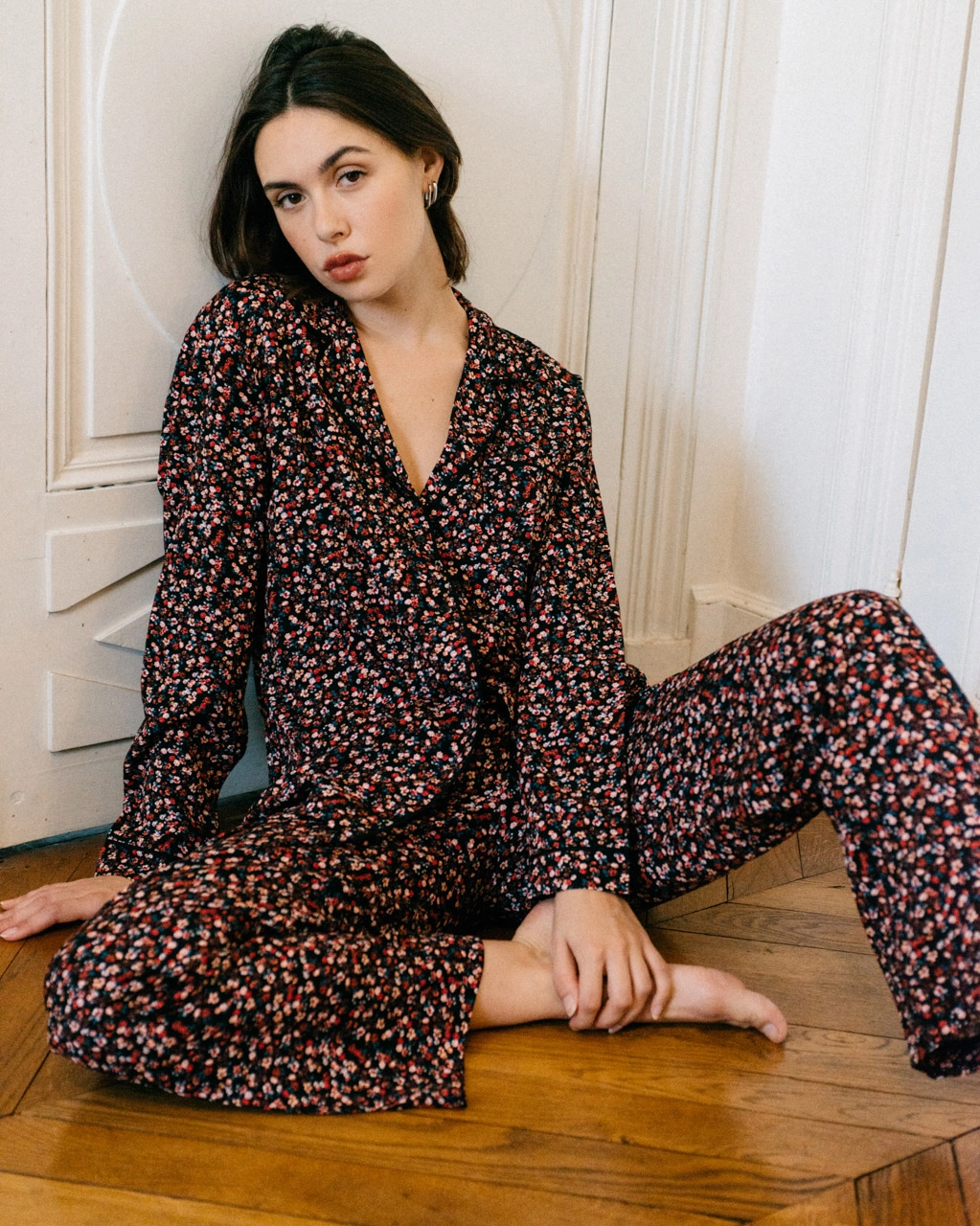 lingerie chemise pyjama Alicia Black Flowers 45 € Girls In Paris