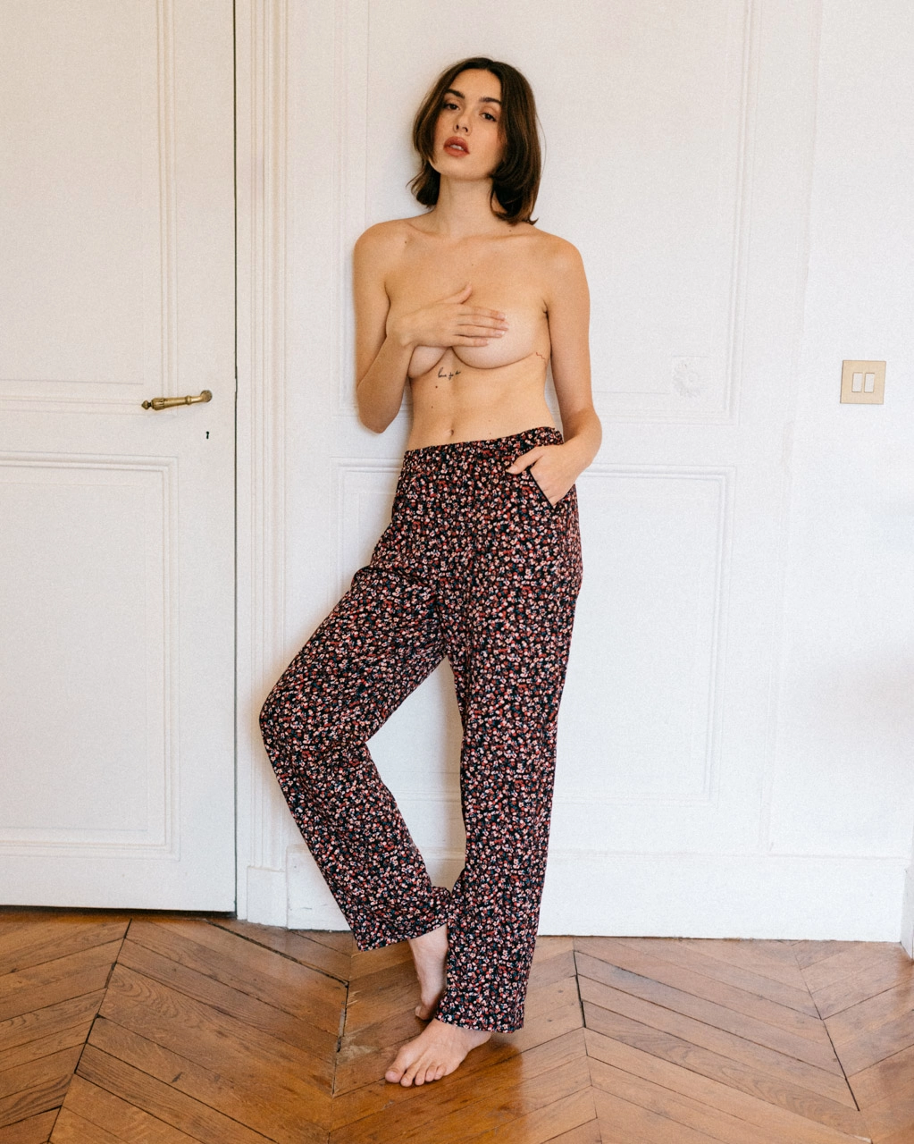 lingerie pantalon pyjama Alicia Black Flowers 35 € Girls In Paris